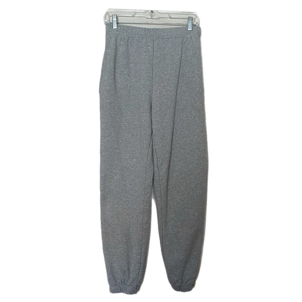 NIA Women's Heather Gray Heavy Cotton Drawstring Waist Jogging Pants Size Sm